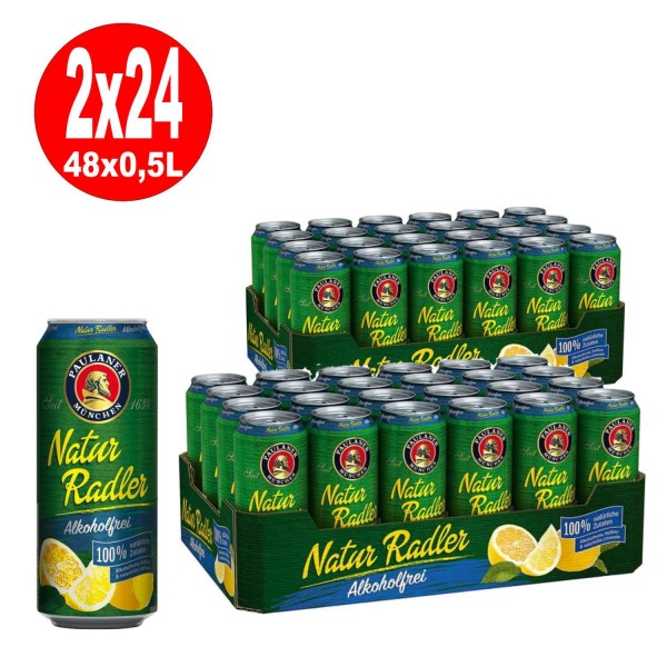 24 latas de 0.5L de Paulaner Radler sin alcohol ONE-WAY