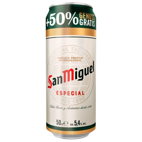 24 latas de 0,5L de San Miguel Especial Overfill 5,4% Vol incluido depósito - DESECHABLE