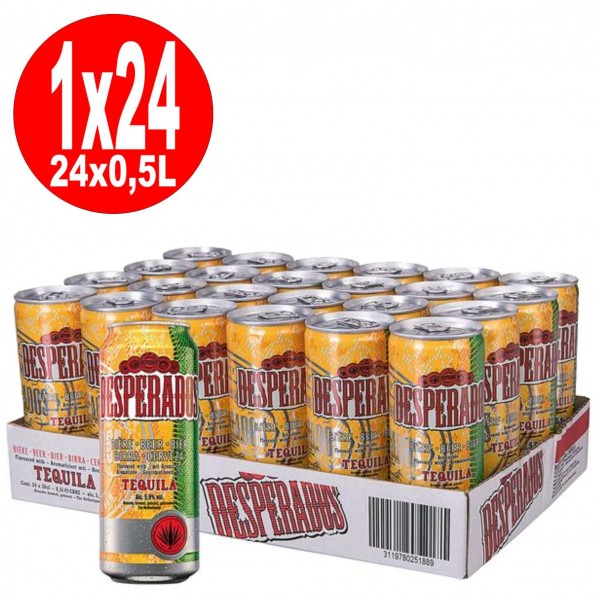 24 latas de 0.5L de cerveza Desperados Tequila 5.9% Vol. _ UNA MANERA