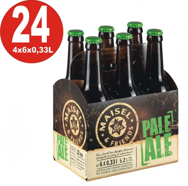 Maisel + Friends 24 x Pale Ale Craft Beer 5.2% vol. Alk. Caja original - Una tabla de aroma a lúpulo