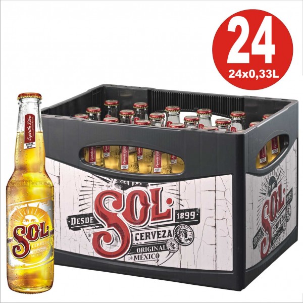 24 x Sol-Beer de México 0,355 L 4,5% vol. en caja original