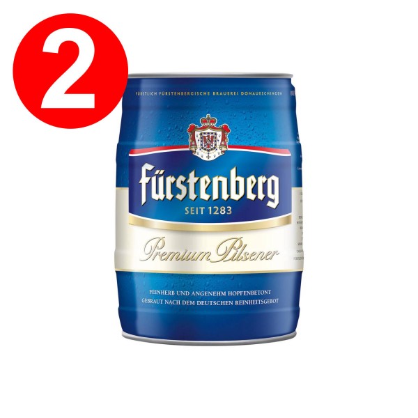 2 x Fürstenberg Partyfass 5 Liter mit Zapfhahn 4,8% vol