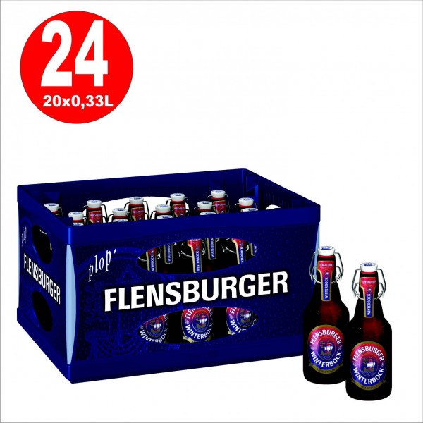 20 x Flensburger Winterbock 0,33l, botella giratoria, 7% vol. Caja original