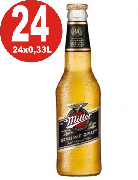 24 botellas Miller Genuine Draft cerveza EE. UU. 0,33L 4,7% vol. alc