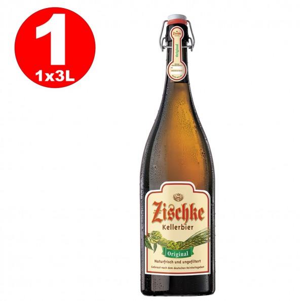 1 x Zischke Kellerbier Original 3 litros! Botella de planchado sin filtro 4,8% vol.