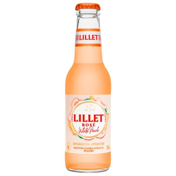 12 x Bebida mixta Lillet Rosé Melocotón Blanco 10,3% vol. botella de vidrio de 200ml