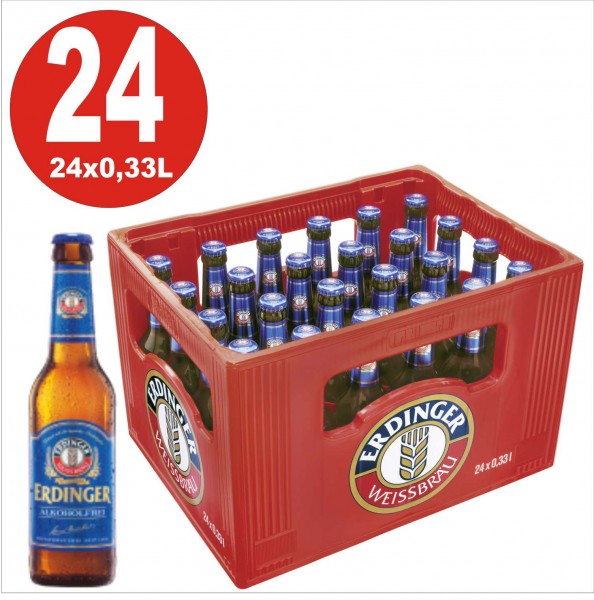 24 x cerveza blanca Erdinger Cerveza sin alcohol de trigo 0,33L Caja original